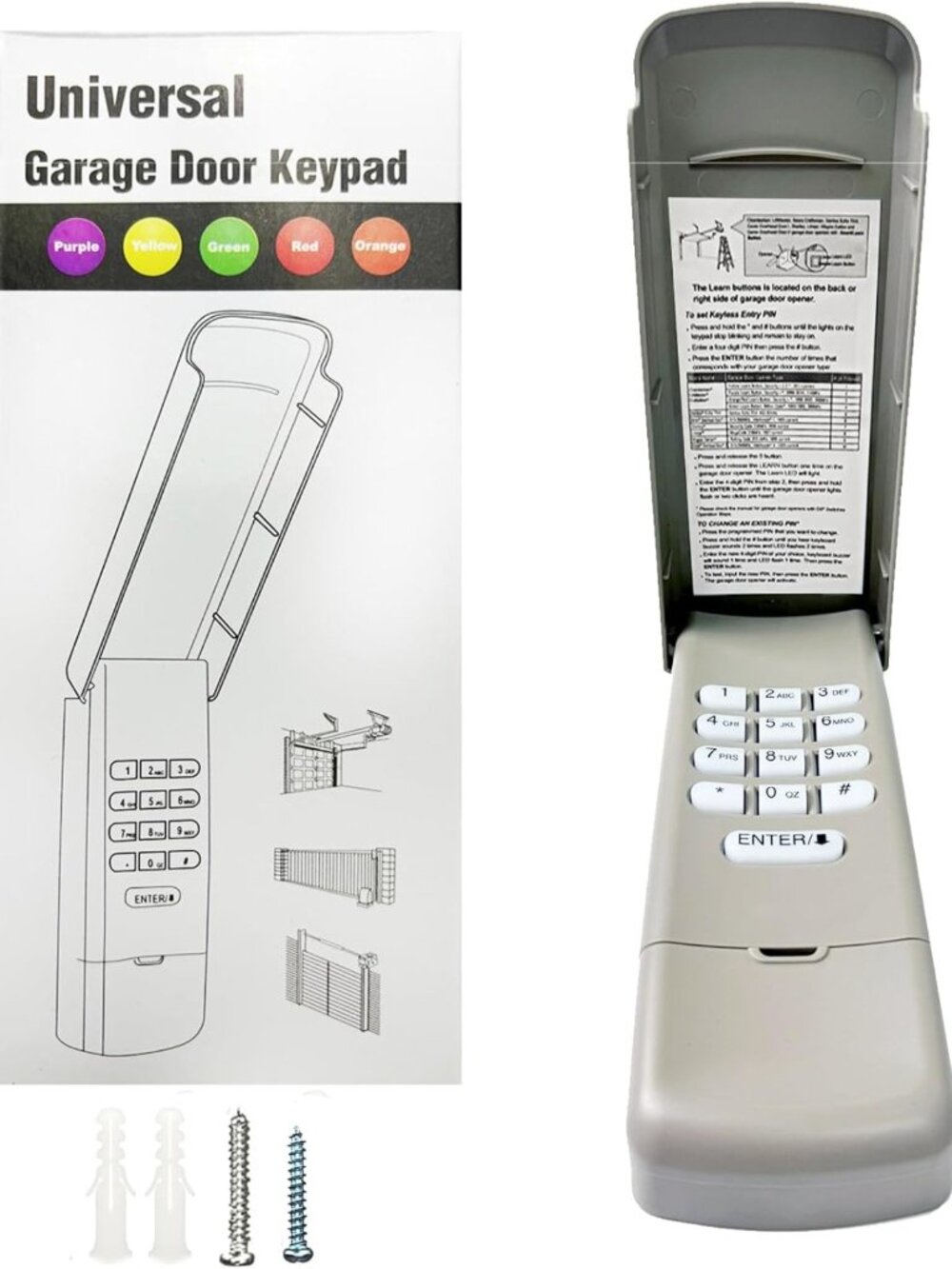 Wireless Universal Garage Door Opener Keypad, Keyless Entry, Safe Security